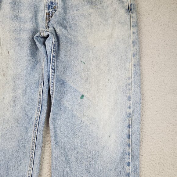 Levi's 550 Relaxed Fit Straight Leg Light Wash Denim Jeans Mens 36x32 Raw Hem - Picture 12 of 13